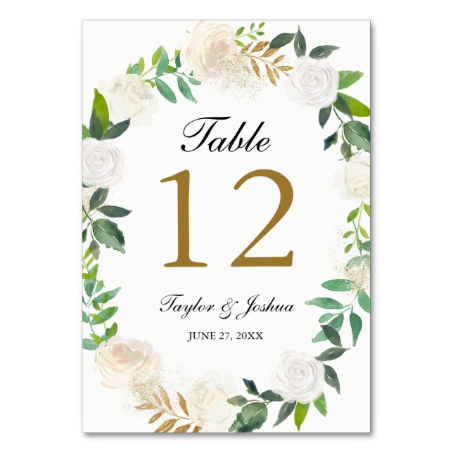 Cartes de table de mariage à couronne aquarelle Bl (Par défaut)