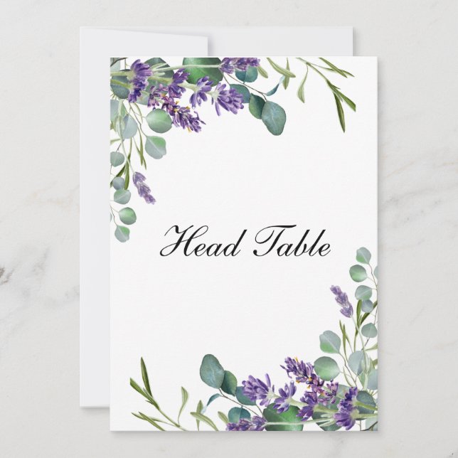 Cartes de table de mariage à la lavande eucalyptus (Devant)