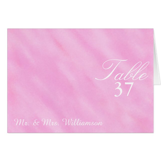 Cartes de table de mariage à l'aquarelle rose blus (Devant Horizontal)