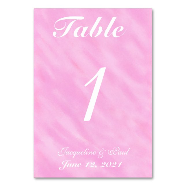 Cartes de table de mariage à l'aquarelle rose pâle (Par défaut)