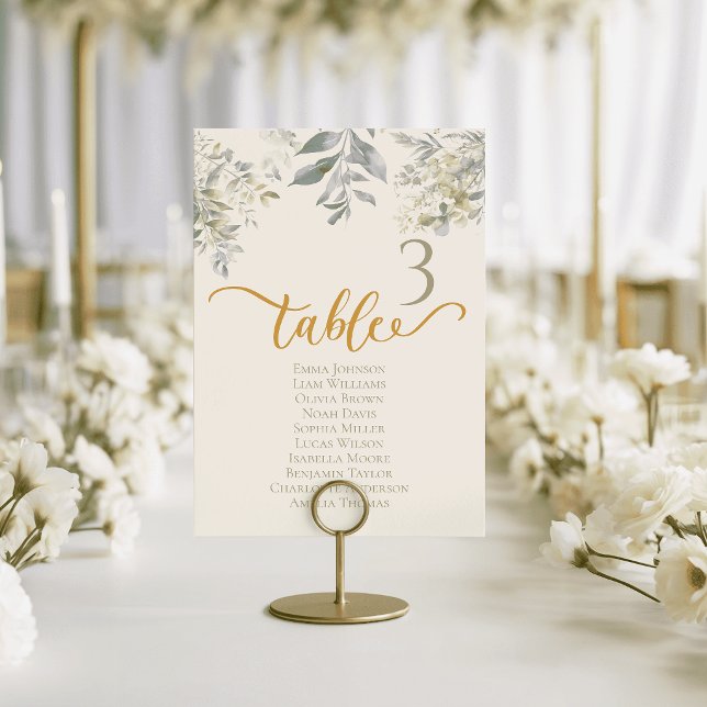 Cartes de table de mariage à l'aquarelle vert émer (Watercolor Wedding Table Cards Emerald Green)