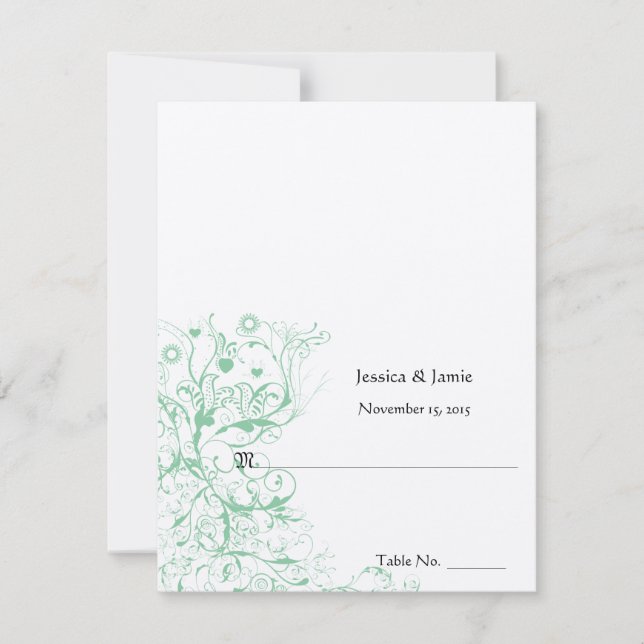 Cartes de table de mariage à marquer et plier soi- (Devant)