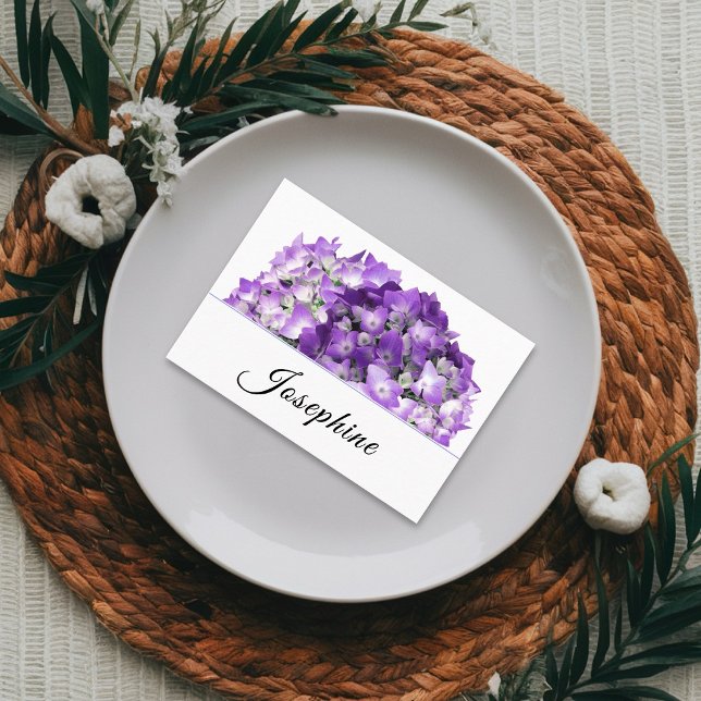 Cartes de table de mariage aux fleurs d'hortensia  (Créateur téléchargé)