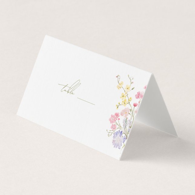 Cartes de table de mariage aux fleurs sauvages élé (Front)