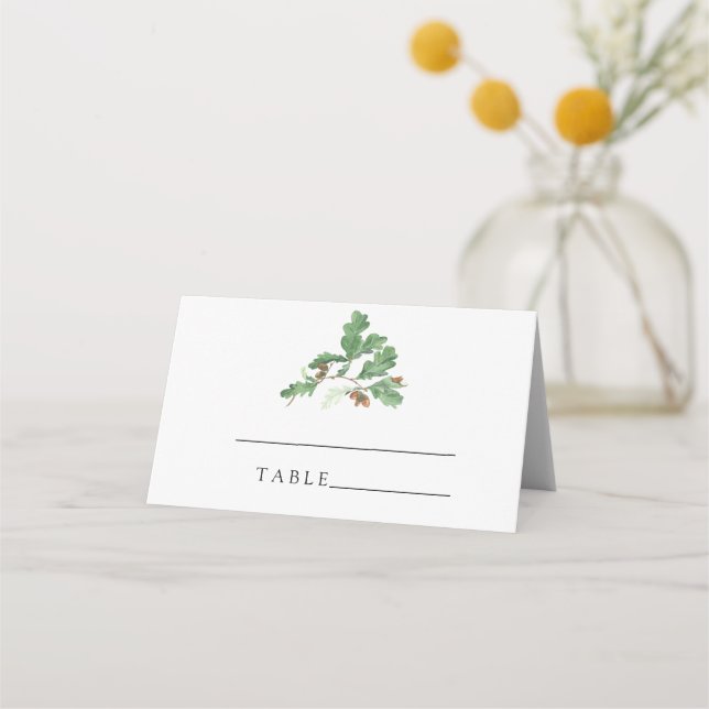 Cartes de table de mariage avec branche de gland - (Devant)