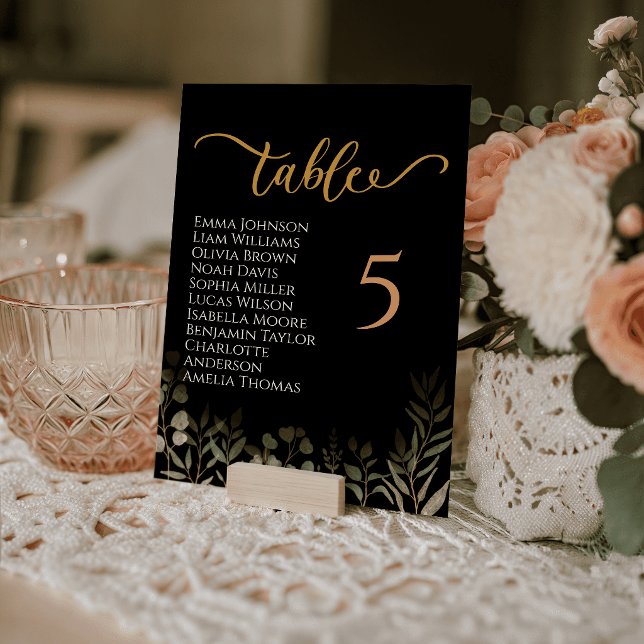 Cartes de Table de Mariage avec Typographie Botani (Whimsical Botanical Typography Wedding Table Cards)