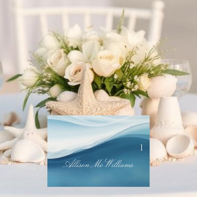 Cartes de Table de Mariage - Bleu Sérène (Wedding Place Cards-Serene Blue Table Number )