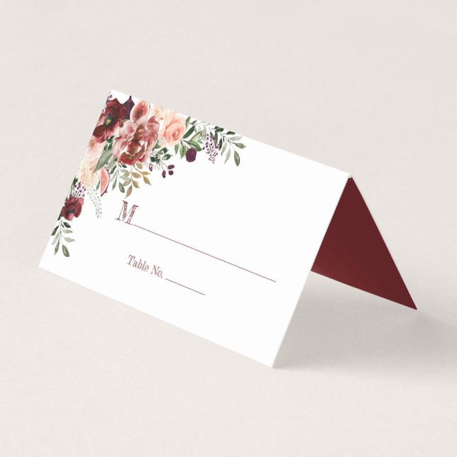 Cartes de table de mariage bohème automnal rustiqu (Front)