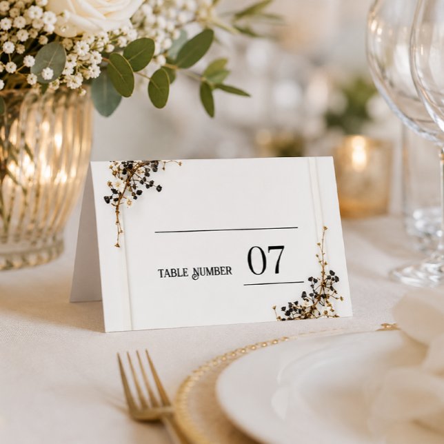Cartes de table de mariage botanique moderne noir  (Créateur téléchargé)