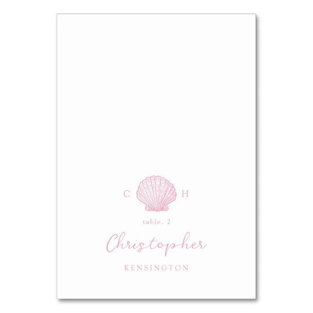 Cartes de table de mariage Coquillage Rose Pâle (Par défaut)