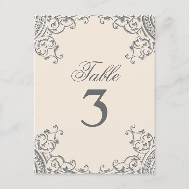 Cartes de table de mariage élégantes argent beige (Devant)