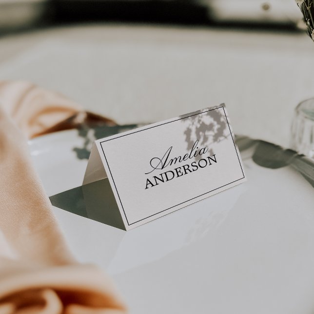 Cartes de table de mariage élégantes noir crème Ol (Créateur téléchargé)