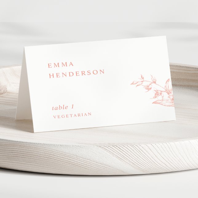 Cartes de table de mariage élégantes rose pêche bl (Créateur téléchargé)