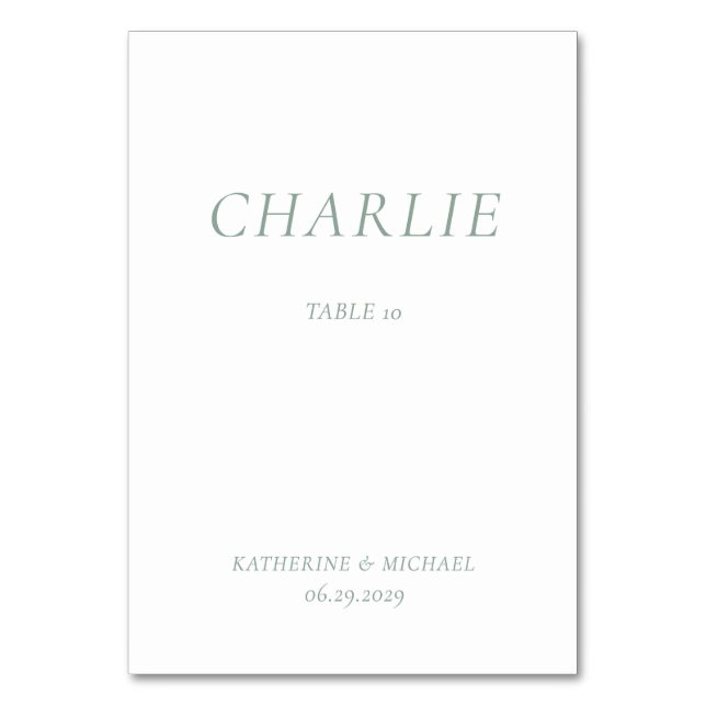 Cartes de table de mariage élégantes Vert Sauge (Par défaut)