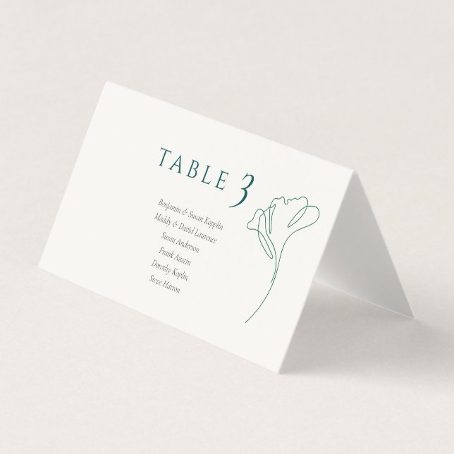 Cartes de table de mariage émeraude et ivoire mini (Front)