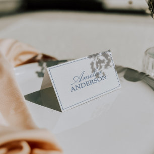 Cartes de table de mariage en bleu et blanc à l'an