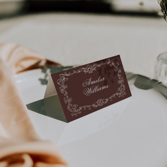 Cartes de table de mariage en brun chocolat Old Mo (Créateur téléchargé)