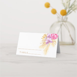 Cartes de table de mariage en herbe de pampa boho