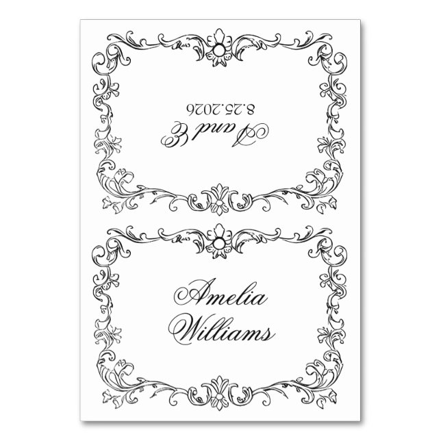 Cartes de Table de Mariage en Noir et Blanc Old Mo (Par défaut)