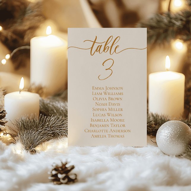 Cartes de Table de Mariage en Or Luxe Plan de Tabl (Luxury Gold Wedding Table Cards Seating Plan)