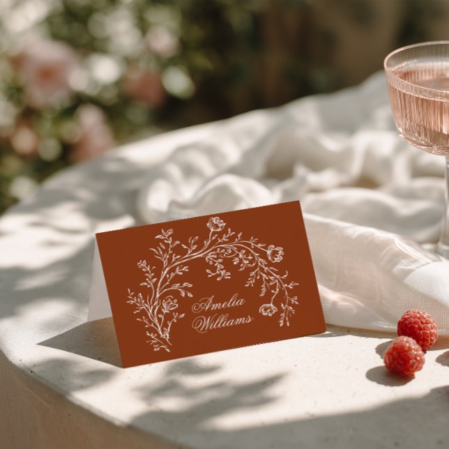 Cartes de table de mariage en terre cuite florale  (Créateur téléchargé)