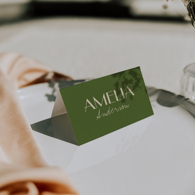 Cartes de table de mariage en vert olive beige et  (Créateur téléchargé)