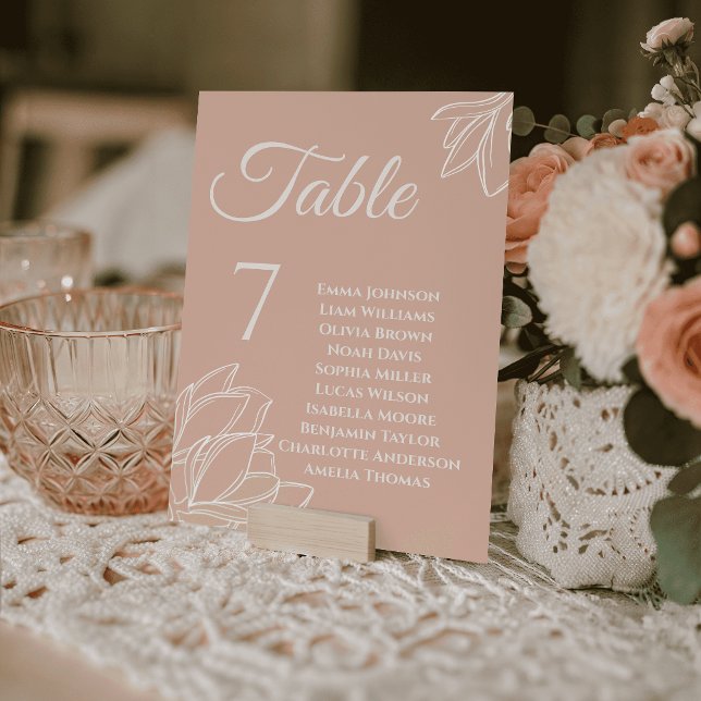 Cartes de Table de Mariage Fleurales Magnolia Plan (Magnolia Floral Wedding Table Cards Seating Plan)