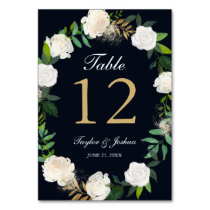 Cartes de table de mariage Floral Wreath Blush Nav