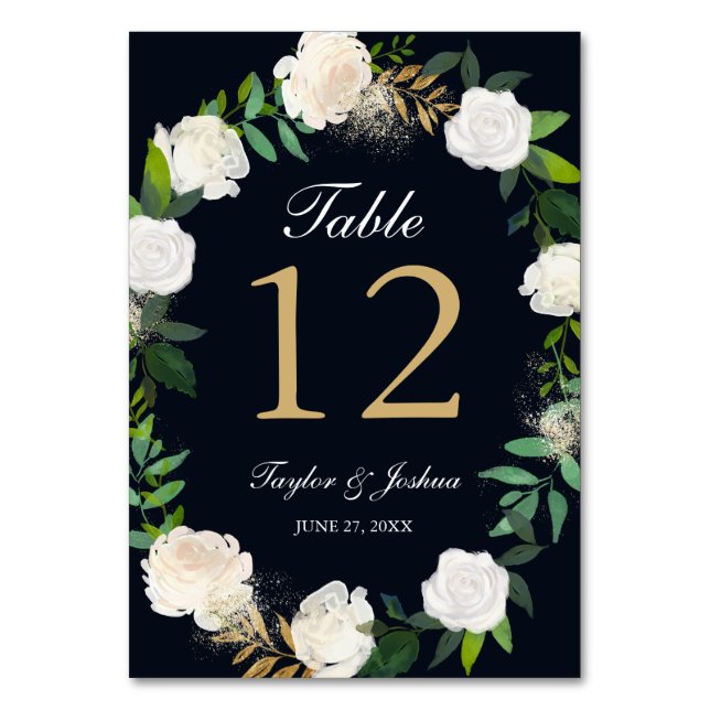 Cartes de table de mariage Floral Wreath Blush Nav (Par défaut)