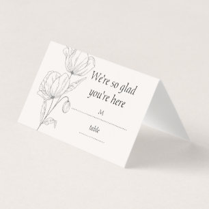 Cartes de table de mariage florales en art linéair