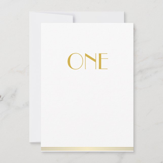 Cartes de table de mariage Gold White Great Gatsby (Devant)