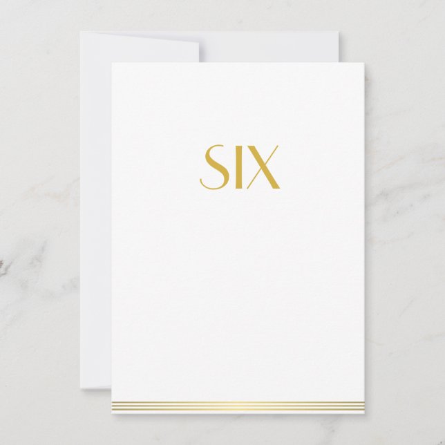 Cartes de table de mariage Great Gatsby or et blan (Devant)