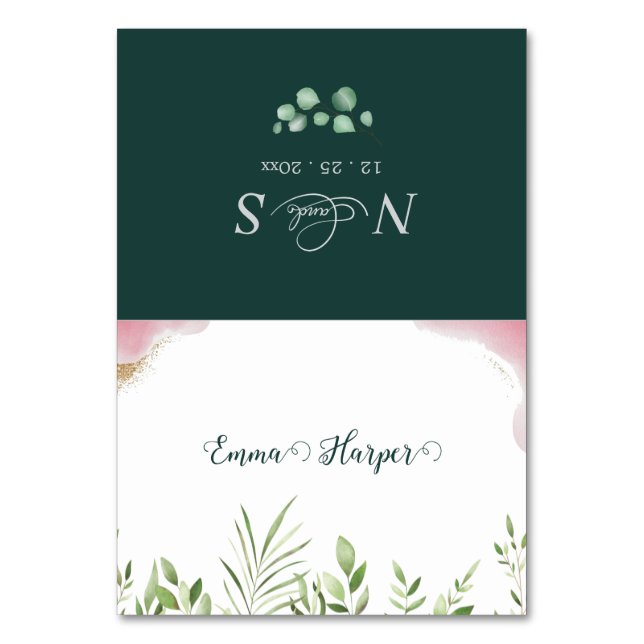 Cartes de Table de Mariage Imprimées avec Feuillag (Par défaut)