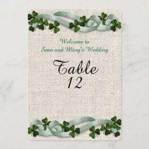 Cartes de table de mariage irlandais lin élégant