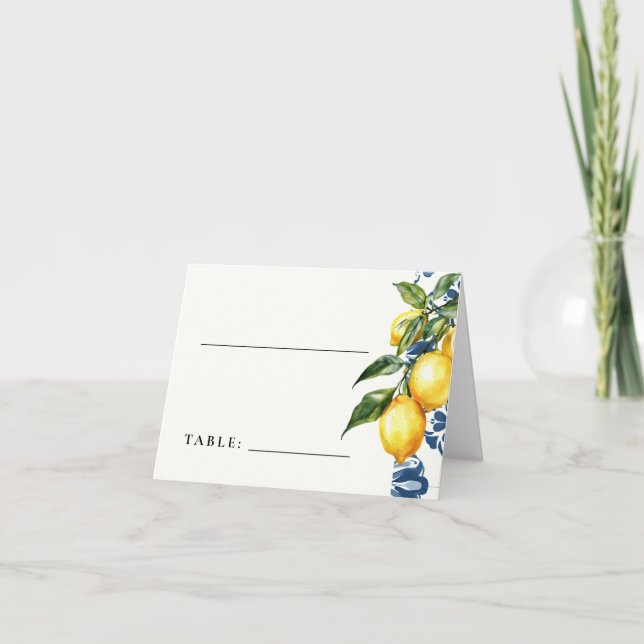 Cartes de Table de Mariage Italien Positano Citrus (Devant)