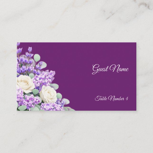 Cartes de Table de Mariage Lavande et Lilas - Plat (Devant)