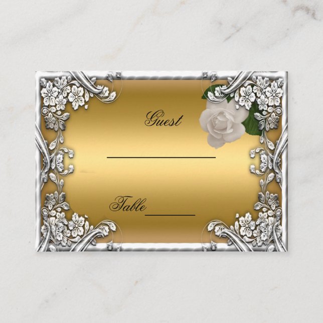 Cartes de Table de Mariage Or Crème Rose Argenté B (Devant)