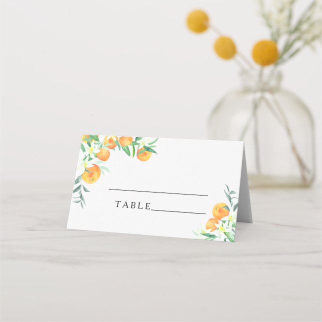 Cartes de table de mariage - orange Citrus (Devant)