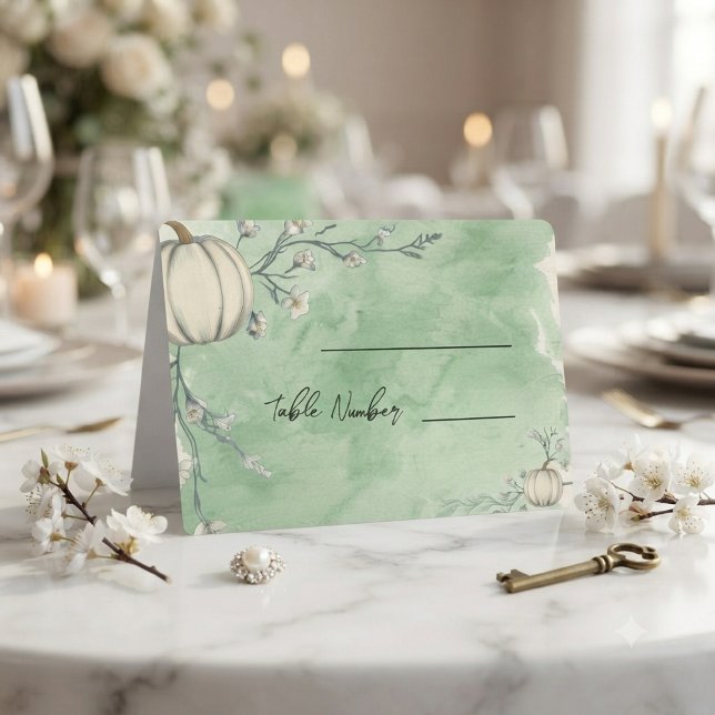 Cartes de table de mariage Rustique Vert Automne C (Créateur téléchargé)