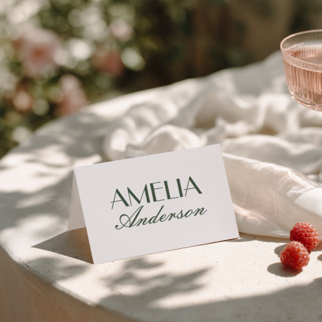 Cartes de table de mariage vert émeraude élégantes (Créateur téléchargé)