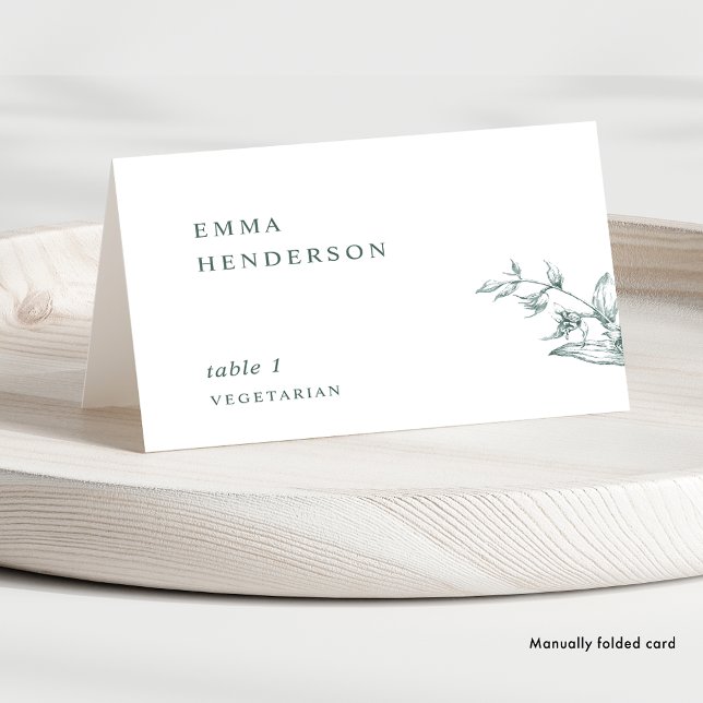 Cartes de table de mariage vertes à typographie él (Créateur téléchargé)