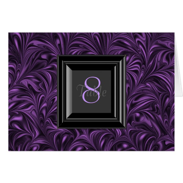 Cartes de table de mariage violet et noir (Devant Horizontal)