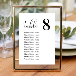 Cartes de Table de Plan de Siège de Mariage Minima