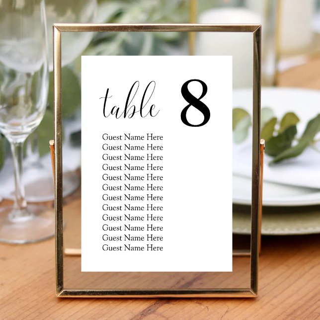 Cartes de Table de Plan de Siège de Mariage Minima (Modern minimal seating chart cards add clear, stylish organization to your wedding tables.)