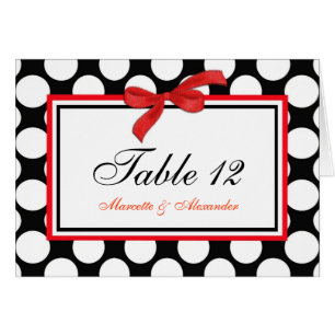 Cartes de table de points Polka rouges