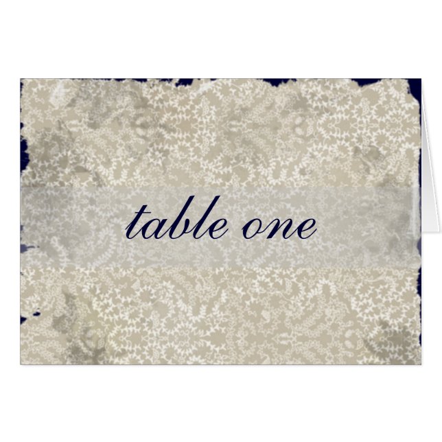 Cartes de table de réception mariage damassé, bleu (Devant Horizontal)