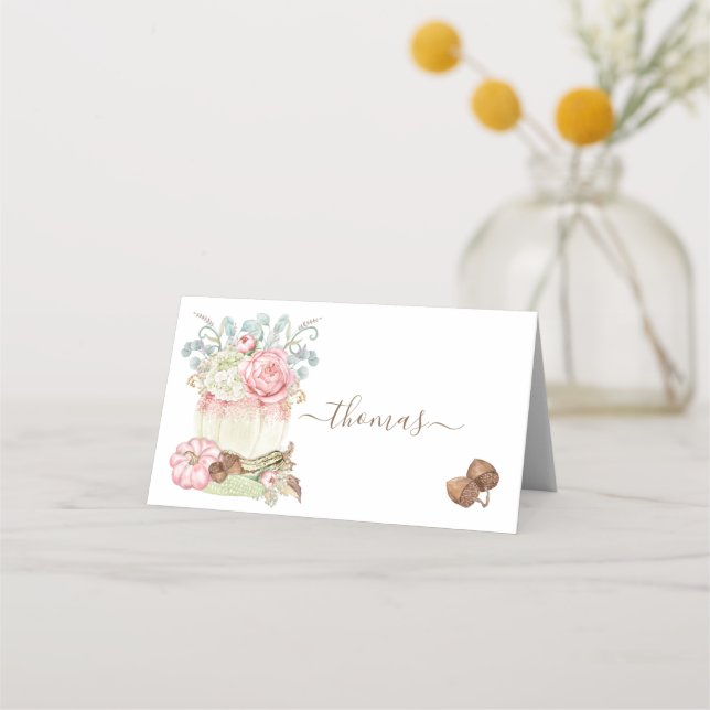 Cartes de table de Thanksgiving Citrouilles Rose I (Devant)