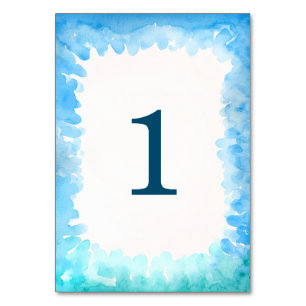 Cartes de table de tortue marine - Aquarelle bleu 
