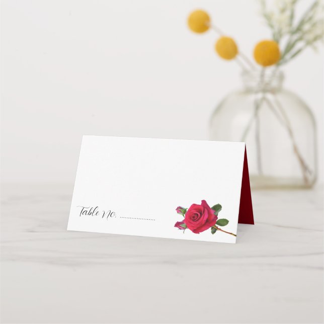 Cartes de table debout Roses Rouges de Mariage (Devant)