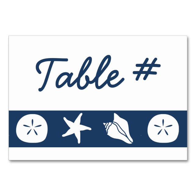 Cartes de table des coquillages d'été de la Marine (Devant)
